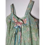 Vintage 70's Boho Floral Midi Dress Blue Ruffle Hem Satin Ribbon Detail small Green Photo 13