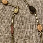 Loft Ann Taylor long gold tone faux stone necklace Photo 2