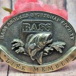 Bass Anglers Sportsman Society Belt Buckle Lifetime Life Member Fishing Brass Gold Photo 0