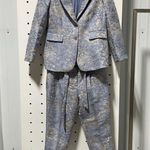 Tahari NWT  Floral Patterned Blazer and Pants Set Blue Size 8P Photo 0