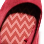 Burgundy Sueded Flats, Women's Size 8 – Chevron Printed Interior Red Photo 3
