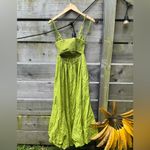 Anthropologie $170 V Neck Tiered Bubble Hem Dress Lime Green Fairy Cottagecore Photo 4
