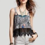 Free People BURNOUT TEA ROOM CROP TOP BLACK LACE PAISLEY Photo 0