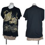 VINTAGE Black T Shirt Beaded Embellished Gold Fish One Size Size undefined Photo 9