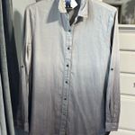 Chelsea & Theodore Long Sleeve Grey Dip Dye Button Front Womens S Blouse Tunic Gray Photo 8