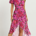 Showpo CLABELLE MIDI DRESS ONE SHOULDER RUFFLE TULIP HEM | 10 NWT Pink Photo 0