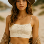 Free People One Ivory Lace Bralette – Adjustable Straps, Smocked Back Size Small Photo 0