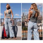 Free People We the  Kinsey Jeans Women’s 32 Wide Leg Pleated Crop Distressed Boho Photo 15