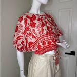 Farm Rio Red and White Floral Crop Top Photo 2