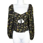 Urban Outfitters ‎ Cottagecore Floral Smocked Cutout Peplum Raw Hem Crop Top M Photo 0