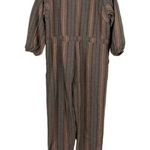 Free People People Free Loveland Metallic Striped Jumpsuit Wool Blend Brown Bohemian Boho XS Photo 8