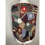 Patchwork Open Vest L Handmade Crazy Quilt Button Appliqué Granny Grandma Vtg Size L Photo 4