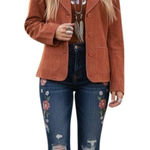 VTG Suede Blazer 6 Hippie Boho Crochet Trim Rust Brown Western Gypsy Festival Photo 0