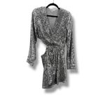 Jonathan Simkhai Conrad Sequin Mini Dress Size 8 Silver Long Sleeve Party Glam Photo 2