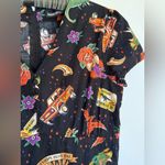 Dangerfield Dinosaur Print Dress AU 12 Jurassic Lost World Rockabilly Cotton Black Size undefined Photo 5