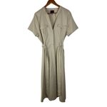 Alex Marie Women's Size 16 Khaki Tan Belt Utility Dress Pockets Linen Blend Photo 1
