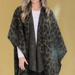 Woolrich ‎ Cardigan Womens One Size Lana Leopard Cozy Soft Blanket Wrap Oversized Photo 0