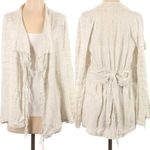 Free People  FP Take a Bow Cardigan Oatmeal Cream Fringe Bow Detail Boho Sweater Photo 2