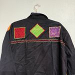 Island Scene Patchwork Textured Vintage Jacket Sz XL Black Photo 8