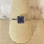 Sterling Silver Princess Cut Solitaire Tanzanite Ring Size 10 Blue Photo 0