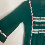 Vassarette  Vintage Green Velour Cottage Core House Dress with Floral Trim Small Photo 3