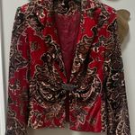 Kay Unger Vintage Rayon Silk Rhinestone Colorful Paisley Print Velvet Blazer 8 Photo 0