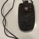 Brighton VTG Black & Brown Leather Mini Crossbody Pouch Sunglasses/Glasses Case Photo 0