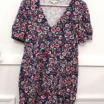 Boden USA Boden V-Neck Jersey Mini Dress In French Navy Eden Bloom Size 10R Photo 0
