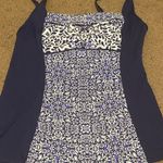 Lands’ End Blue White Paisley Colorblock Tankini Swim Top‎ Size 8 Photo 0