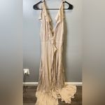 Reformation Women's Peppermint Ruffle Wrap Maxi Dress Champagne Size Large Photo 3