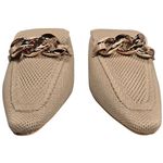 Newbella Mules Womens Shoes Beige Knit Pointed Toe Chain Block Heel Slides 8 Tan Photo 1