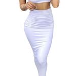 Women’s Spaghetti Strap Crop Top & Bodycon Skirt Set White Size L Photo 0