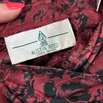Austin Reed London Vintage 100% Silk Blouse Red Black Abstract Print, Cowl Neck Size 6 Photo 3