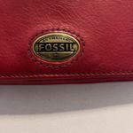 Fossil Red Leather Wristlet Wallet Minimalist Zip Around Card Holder Organizer Photo 10