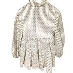 C/MEO COLLECTIVE  Small White Black Polka Dot Bubble Sleeve Ruffle Peasant Top Photo 4