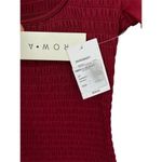 Row A Deep Red Smocked Square Neck LongSleeve Bodycon MiniDress. NWT. Photo 3