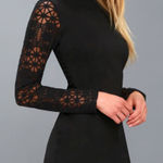 Lulus  Black Lace Long Sleeve Bodycon Dress, Size Small Photo 0