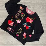 Vintage embroidered beaded long sleeve button front cardigan shirt cotton heart Red Size L Photo 1