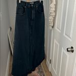 ZARA  High Rise Five Pocket Denim Midi Fishtail Skirt Dark Navy Blue Large Photo 7