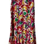 Vintage 80s Colorful Artsy Abstract Printed Midi Skirt Flare Psychedelic Small Pink Photo 4