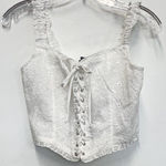 Forever 21  White Lace-Up Eyelet Bustier Crop Top -‎ Size S Photo 0