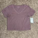 Athleta NWT  organic cotton Mauve V-Neck Women's crop Top sz M Photo 0