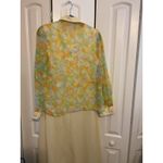 Vintage‎ 1970s 2 Piece Dress Set Floral Sheer Top Sleeveless Gown Modest Maxi Yellow Size L Photo 5