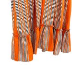 Taylor Stripe Print Orange Fit and Flare Dress Elbow Sleeve V Photo 2