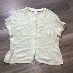 Jones New York  100% Silk Button Down Blouse Light Green Short Sleeve Size 10 Photo 0