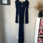 NEW ORIRE Dress Maya‎ Blue Ruched Long Sleeve Draped Maxi Gown Size 0 Photo 2