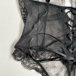 Victoria's Secret Body Suit Nighty Thong Lace Plunge Neck Corset Lace Up Black Photo 8