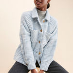 Greylin Light Blue Houndstooth Shirt Jacket  Photo 2