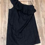 J.Crew  black one shoulder linen dress size Large Photo 5