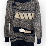 Vintage Laurel by Escada Linen Cotton Knit Navy cream print Jumper Sweater small Blue Photo 0